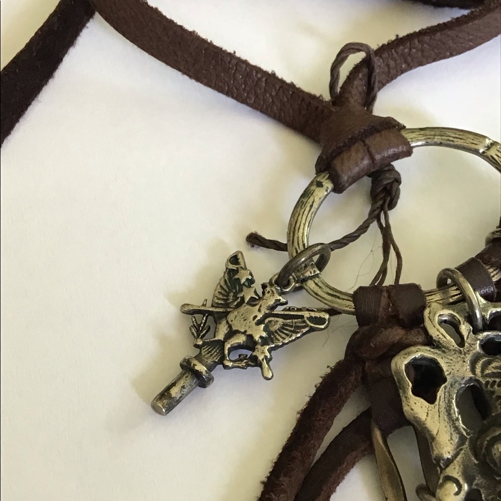 Love Heals Mixed Charms Gems Leather Necklace - Picture 9 of 10